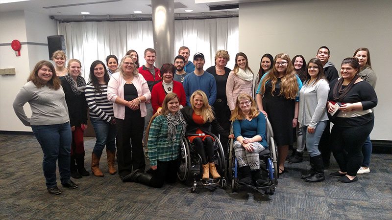 Ali Stroker with SJC students, faculty and staff